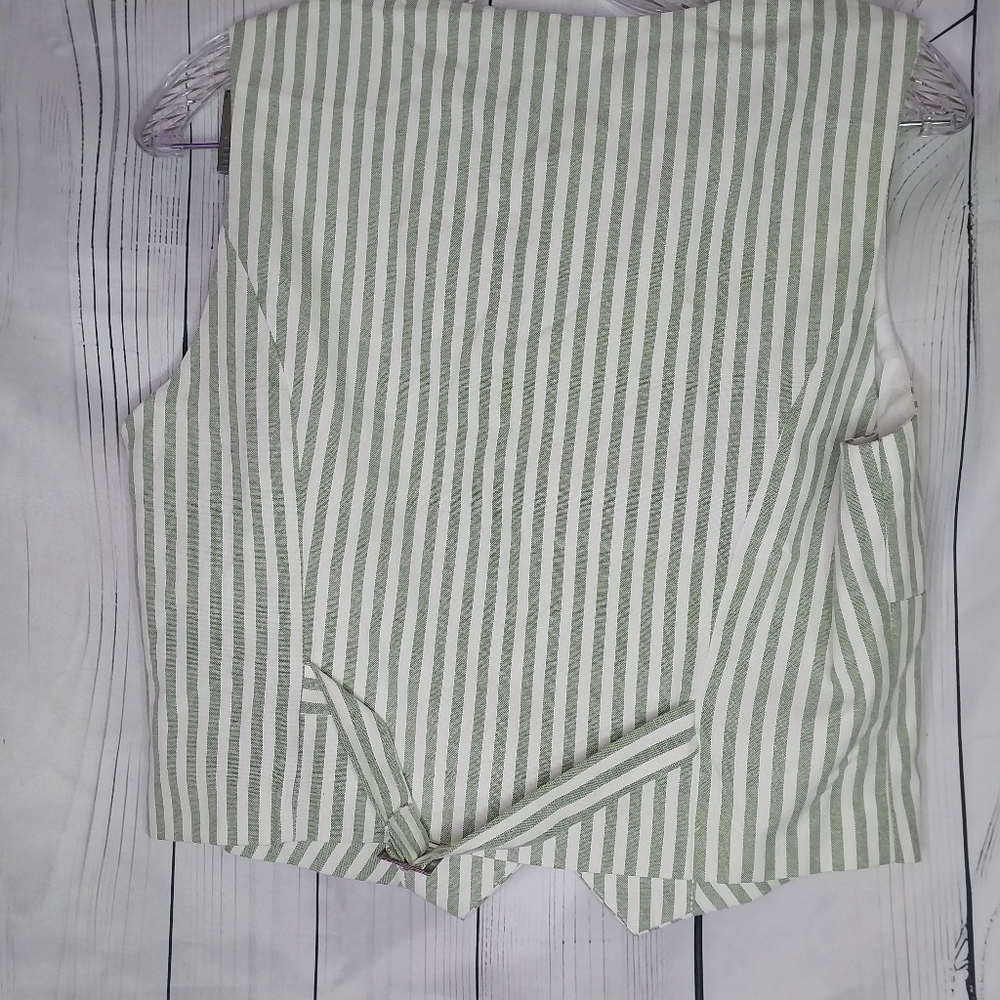 Cider Green And White Striped Women's Cropped Vest NWT - Picture 5 of 8